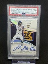 Panini Immaculate Collegiate Patch Auto Platinum 1/1 Jared Goff #102 PSA 8