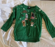 Star Wars Holiday Christmas Sweater Kids L/XL Leia Chewy Vader Good Condition