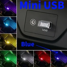 Blue Mini USB LED Car Accessories Interior Light Neon Atmosphere Lamp Bulb US