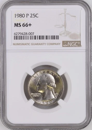 1980-P  25C Washington Quarter Dollar NGC MS66+  6279428-007