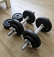 York Fitness Dumbell Set of 2, Cast Iron Spinlock 17kg Adjustable Weights