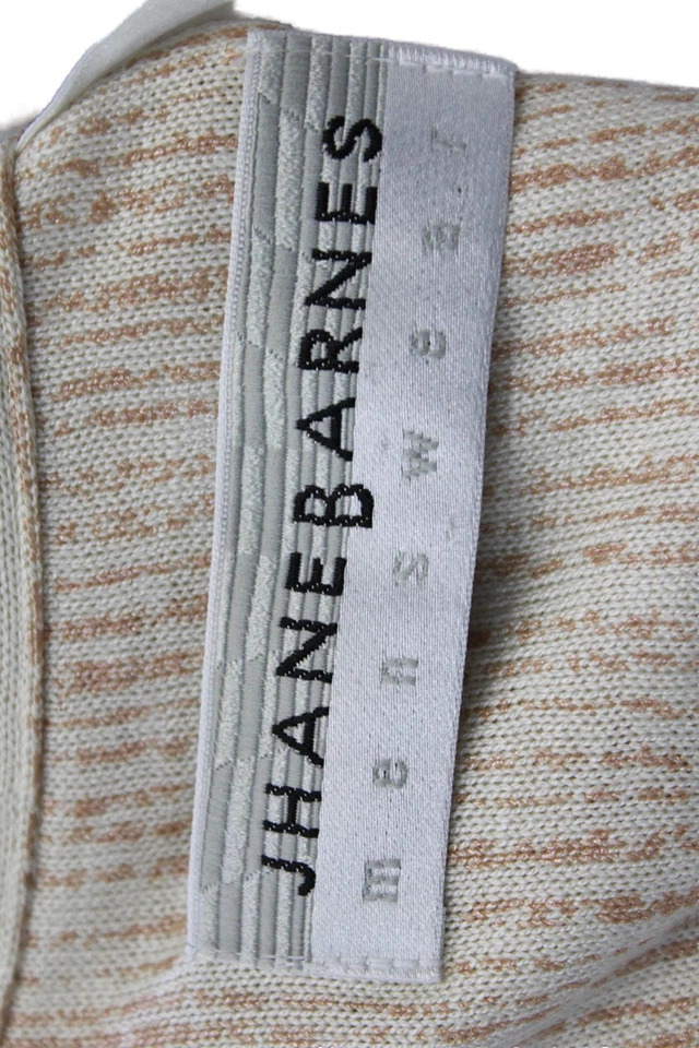 Jhane Barnes Mens Linen Short Sleeve Collared Button Printed Polo T-shirt Cream - Image 4 of 4