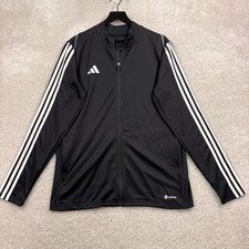 Adidas Jacket Mens Size Large Black Full Zip Pockets Track Performance Slim