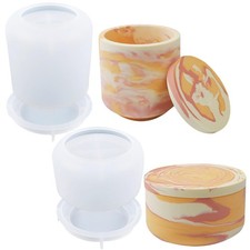 2 PCS Large Jar Resin Molds Box with Lid Silicone Creative Pot Molds for Epox...