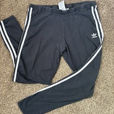 Adidas Trefoil Track Pants Youth XL Black White 3 Stripe Joggers Athletic