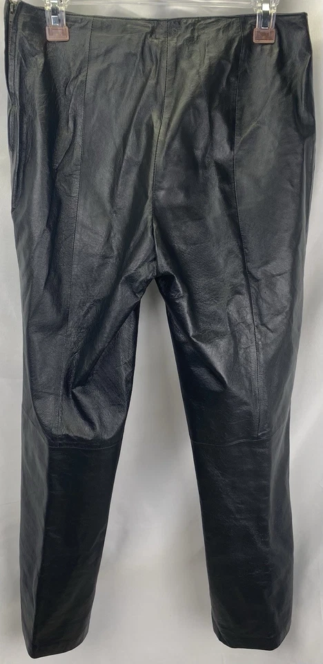 Uniform John Paul Richard Leather Black Lined Pants Size 6 Side Zip - Image 2 of 4