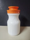 Vintage White Milk Glass Daisy Design Juice Carafe With Orange Plastic Lid MCM