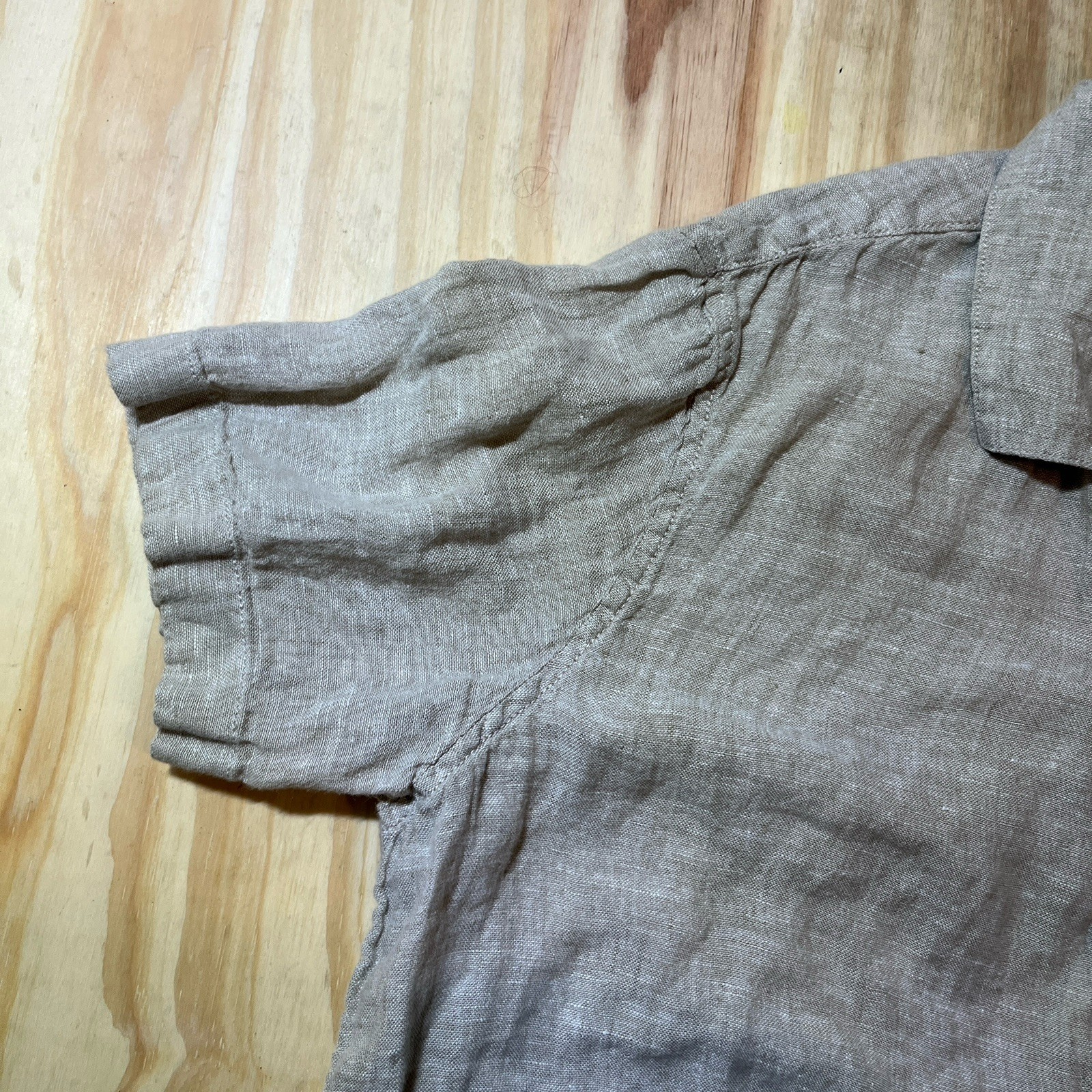 Panama Jack Woven Linen Solid Beige Button-Up Shi… - image 6