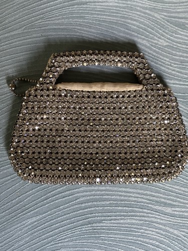 Piccola borsa cecoslovacca con strass tono argento made in c1930-40 - Foto 2 di 8