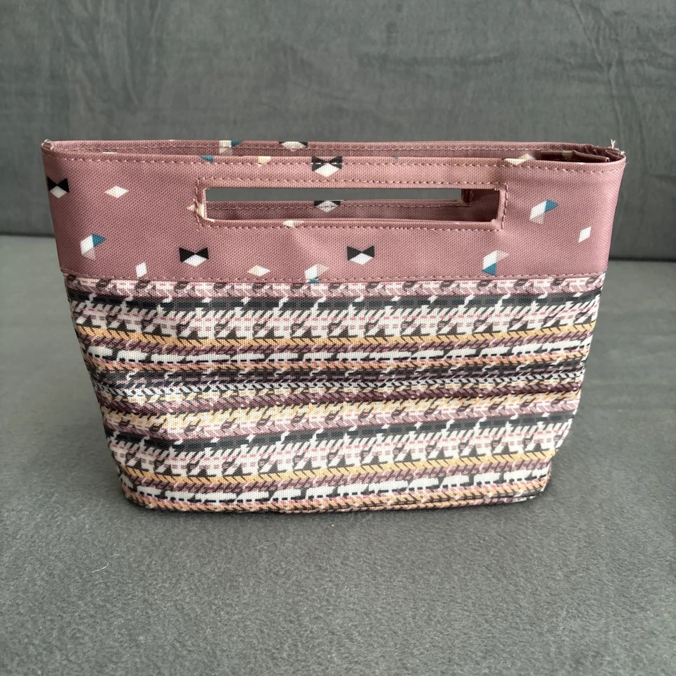 Bolsa cosmética Sonia Kashuk rosa com zíper e bolsa de 3 compartimentos - rosa Houndstooth - Imagem 2 de 4