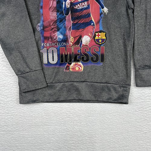 FC Barcelona Messi #10 Hoodie Sweatshirt Gray FCB Offcial Youth Size Medium - Picture 3 of 12
