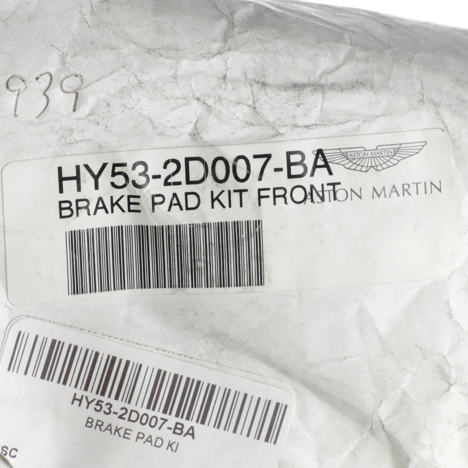 GENUINE ASTON MARTIN FRONT BRAKE PAD KIT OEM NEW HY53-2D007-BA