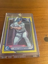 2024 Bowman - Chrome Prospects Wyatt Langford #BCP-64 Yellow Mojo Refractor /75