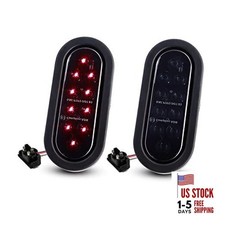 Pack of 2 6 Inch 10 LED Smoked Lens Oval Flush Mount Red Stop Turn Smoked/Red