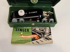 Vintage Singer Buttonholer/Green Hard Case.