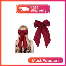 Women Big Bow Barrettes Girl's Satin Hairclips Long Ribbon Hair Pins Accessories