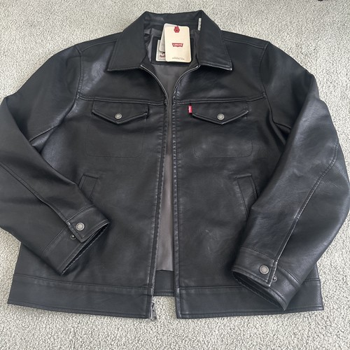 Levis Faux Leather Trucker Jacket Black Men’s Sz. Medium New