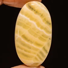 Natural Yellow Lace Agate Oval Shape Cabochon Gemstone 52 Ct 39X22X6 mm GC-34998