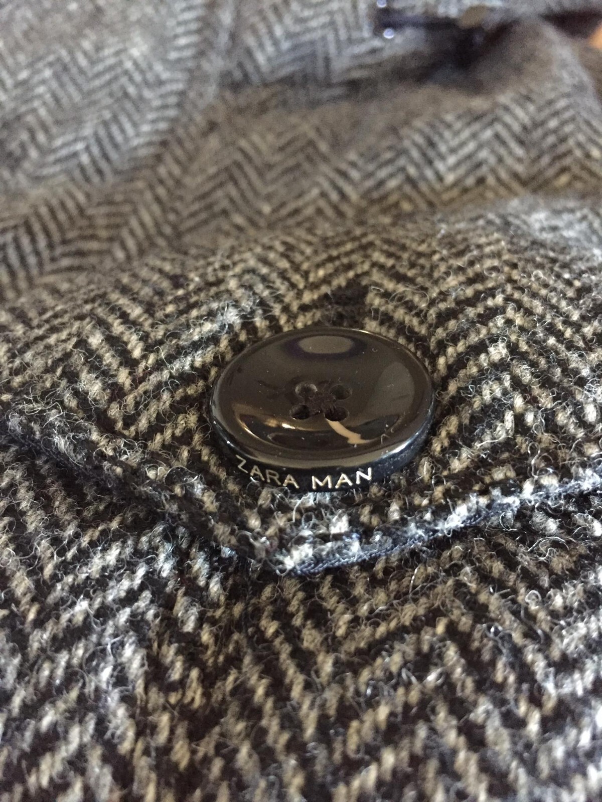 Zara man wool coat size S herringbone double breasted… Gem