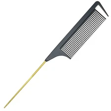 9.3'' Rat Tail Comb for Hair Stylist - Parting Comb with Metal Stainless Steel P