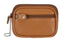 Real Leather Pouch UNISEX ZIP POCKET COIN CARD HOLDER WALLET Zip Pouch 1120