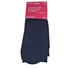 Women's Navy Trouser Socks Knee High Soft Stretchy Comfort Band 2 Pair Size 4-8