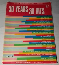 30 Years 30 Hits No 1 Vocal and Piano Edition Vtg 1965 music book Miller Music