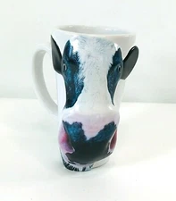 Vintage Funny Face Mugs 3D Cow Jim LaRoche Tony Garcia 2001 Tall Coffee Mug Cup