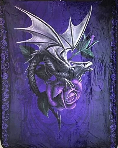Cobertor de pelúcia Dragon Beauty roxo rosa toque de seda tamanho queen 79x94 Anne Stokes - Imagem 2 de 2