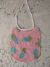 Handmade Pink Flannel Cloth Vintage Precious Moments Washable Drool Bib Baby Kid