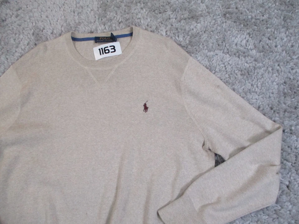 Suéter Ralph Lauren Para Hombres Grande Bronceado Granate Poni Pullover Cuello en V Costa Este Preparación Foto 4 de 4