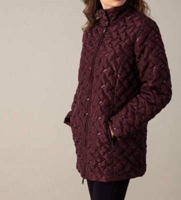 Helena Vera Designer Steppjacke mit Pailletten burgund Gr.38/40 UVP 99,98  Jacke