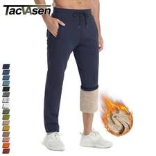 Men's Thermal Fleece Pants Sherpa Lined Open Bottom Sweatpants Casual Trousers