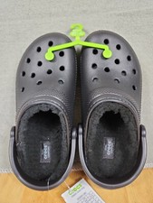 Crocs Men's and Women's Baya Lined Clogs Fuzzy Slippers Black Size 6 M  8 W