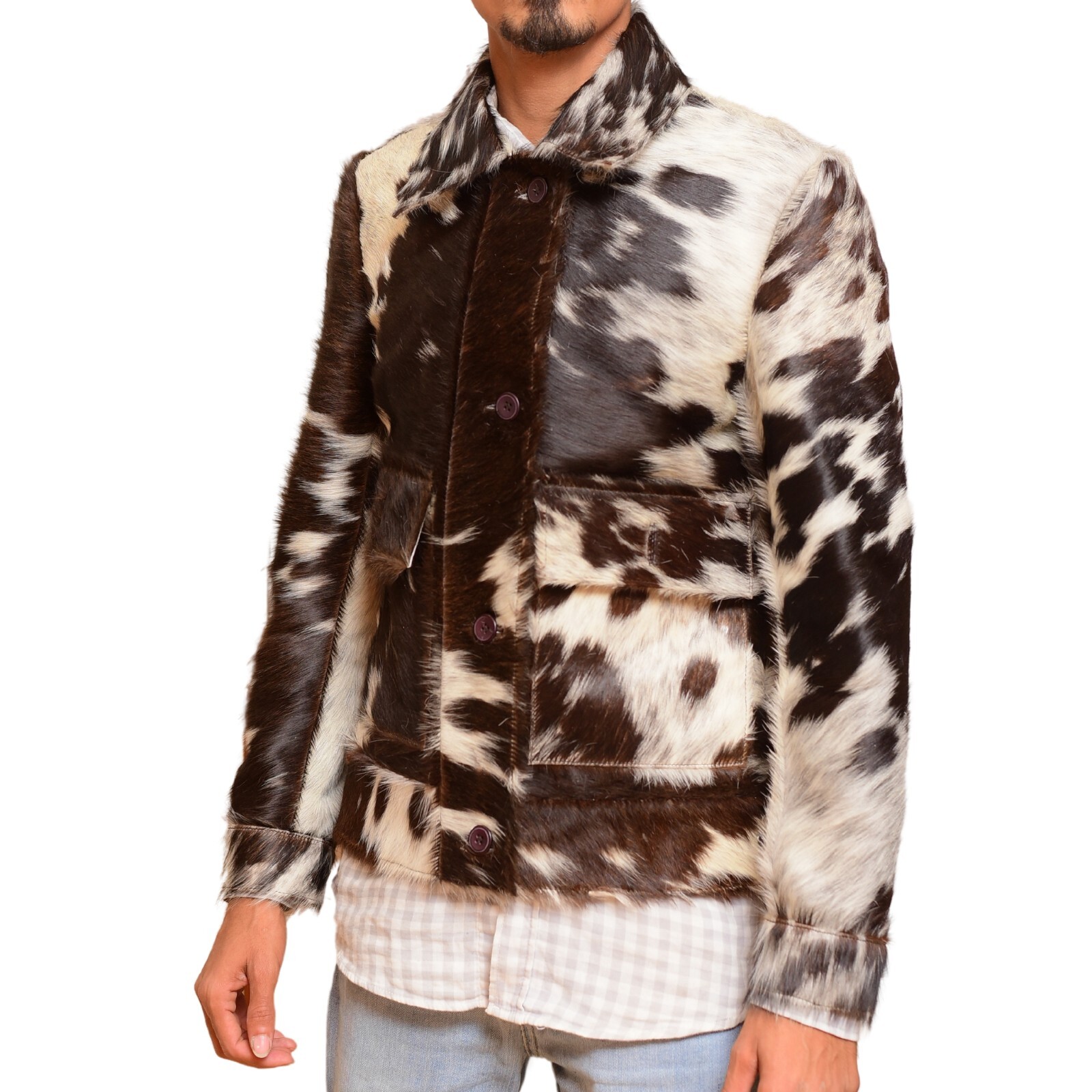 PONY Giacca uomo pelle di vacchetta vera pelle di cavallo elegante capospalla western