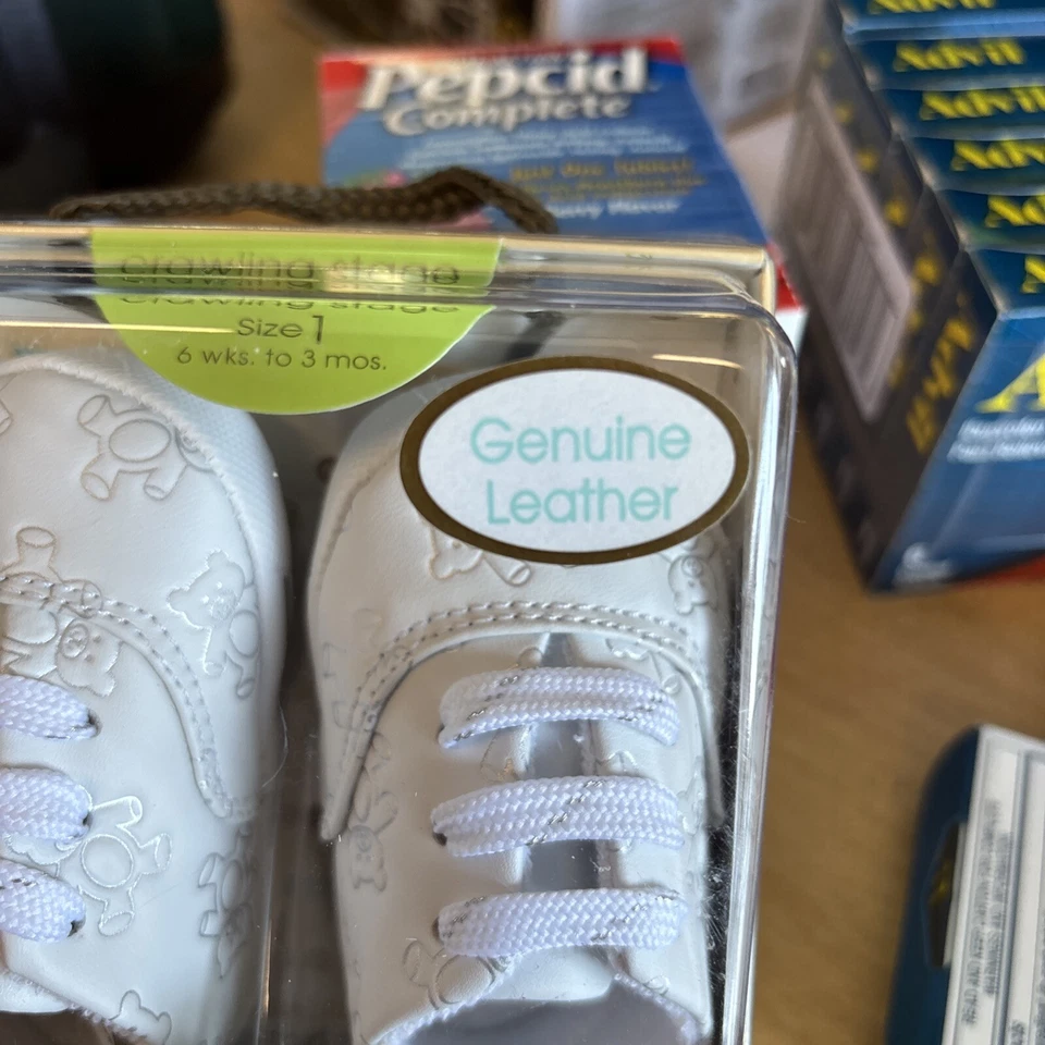 婴儿鹿 1 码纯色皮革爬行舞台泰迪熊鞋真皮 — 第 2/4 张图片