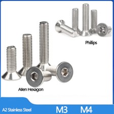 M3 M4 Countersunk Phillips Csk Allen Key Socket Screws Flat Head Bolts Stainless