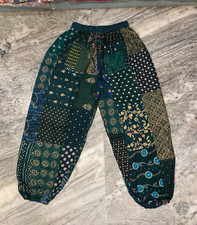 Green Patchwork Harem Pants Boho Hippie Harem Pants, Yoga Baggy Trousers Pant