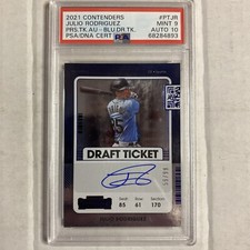 2021 Contenders Blue Draft Ticket Julio Rodriguez ROOKIE Auto 59/99 PSA 9/10 DR