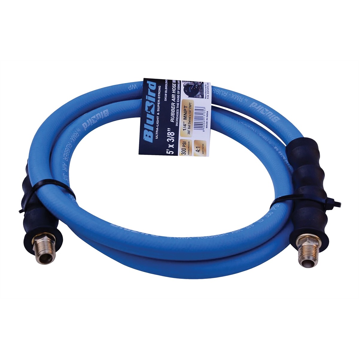 K-Tool Blubird 3/8" X 5' Super Flexible Whip Air Hose w/ Bal