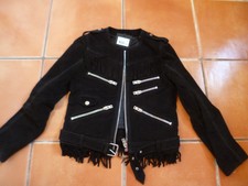 Bnwt The Kooples Black Fringed Leather  Jacket, Xs, 6-8