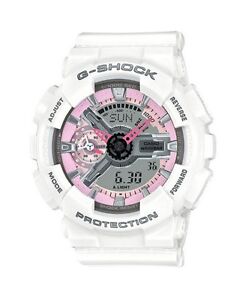 Casio G Shock Gmas110mp 7a S Series Women S White Pink Resin Ana Digi Watch Ebay