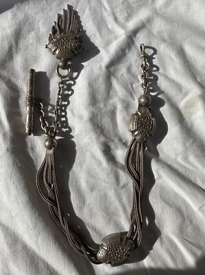 Chatelaine En Argent Ancienne - Chaîne De Ceinture Vintage - Bijou Ancien Occasion