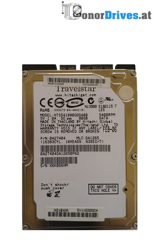 Hitachi  HTS541080G9SA00- 0A27404- 80 GB - SATA - 320 0A25182 01 Rev.*