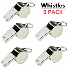 Whistle - 5 pack - Silver - For sporting events, traffic safety, lifeguards etc.