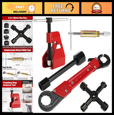 5 Pcs Angle Stop Wrench Kit - Plumbing Tool Set, Compression Sleeve & Ferrule Pu
