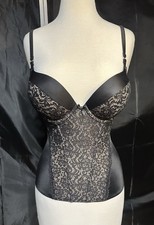 Victoria Secret Corset Bustier Black / Nude Size 34C Lace