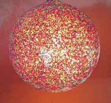 Retro 12" Diam Resin Globe Teal Purple Gravel Mosaic - NO CHAIN - NOT WORKING