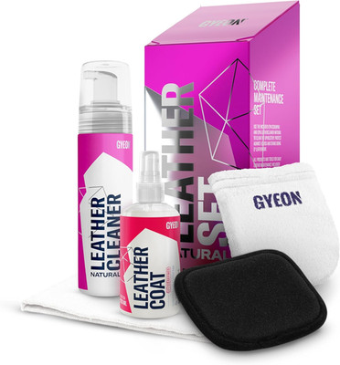 Q²M Leatherset Natural - All in One Car Leather Cleaner and Coating Kit - Clean