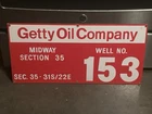 Vintage GETTY OIL COMPANY ORIGINAL Porcelain Lease OIL SIGN 12x24